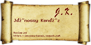 Jánossy Kenéz névjegykártya